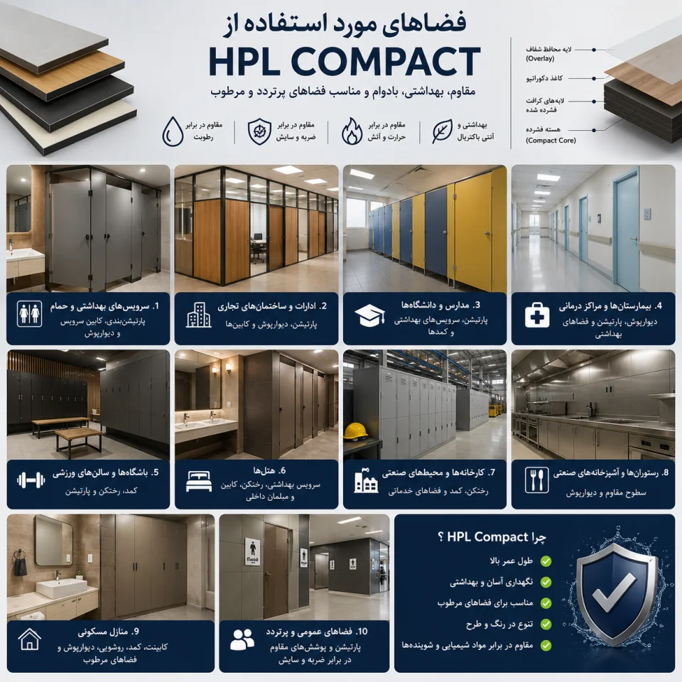 فضاهای مورد استفاده از HPL COMPACT
